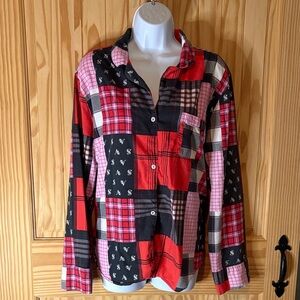 Victoria's Secret Multicolor Patchwork Button-Down Shirt
